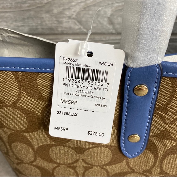 LAST ONE! COACH Blue Floral Reversible Peony Floral CityTote - Picture 5 of 8